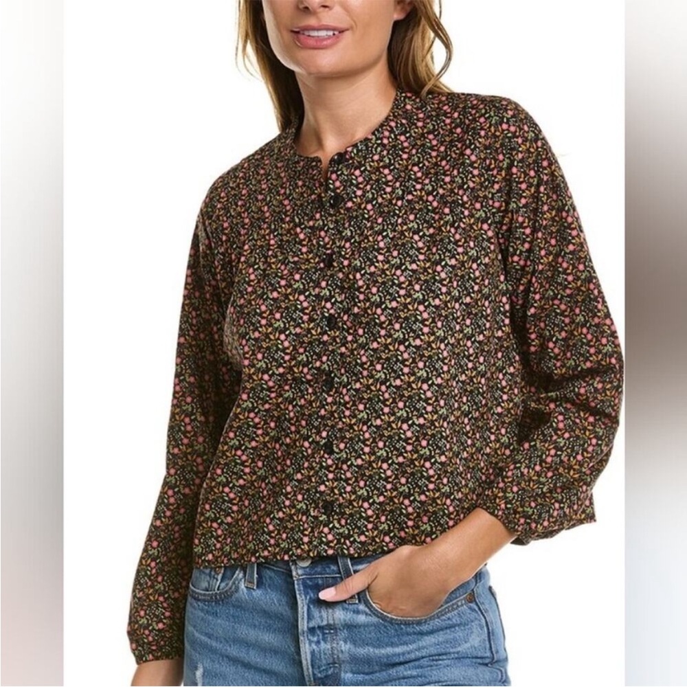 Nation LTD Paisley Pintuck crop blouse Sz XS
